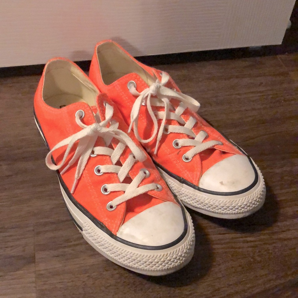 Bright Orange converse. They do have some scuff marks.